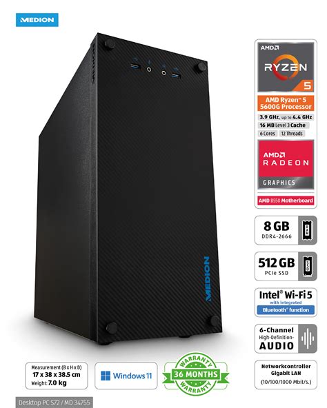 Medion Amd Ryzen 5 5600g Desktop Pc Medion Computers Aldi Uk