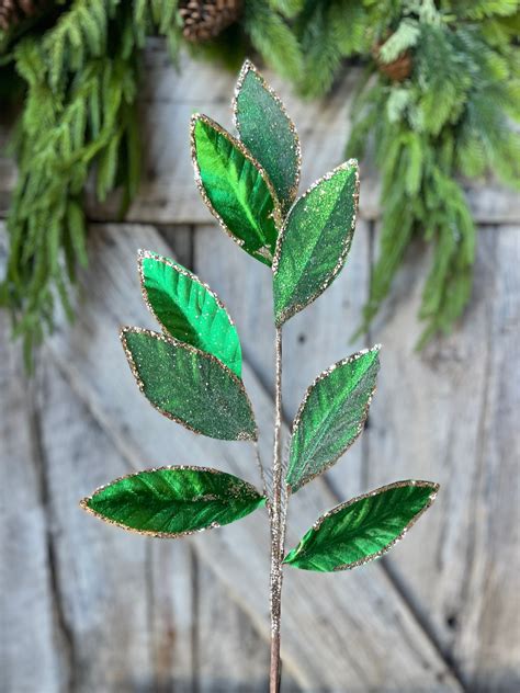 Green Christmas Spray Christmas Leaves Spray Christmas Floral Stem