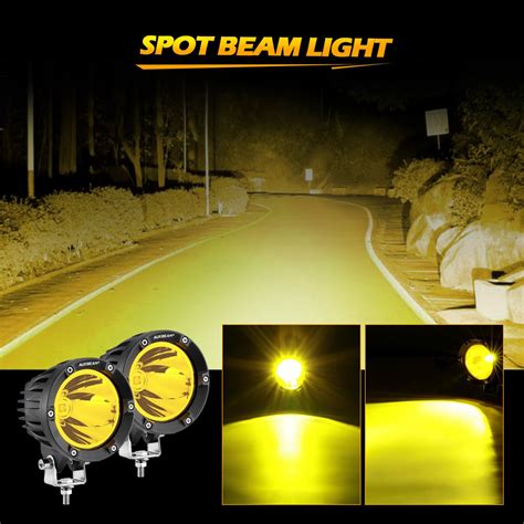 Auxbeam Inch W Yellow Led Driving Lights W Harness James Oaks