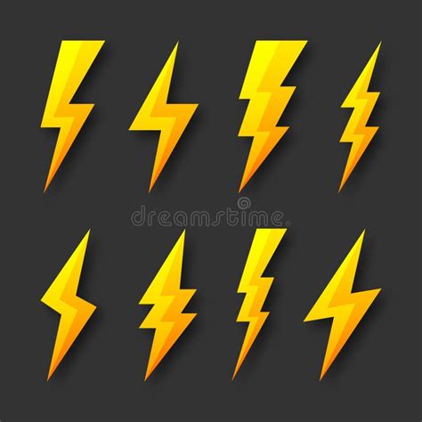 Yellow Lightning Bolt Icons Collection Flash Symbol Thunderbolt