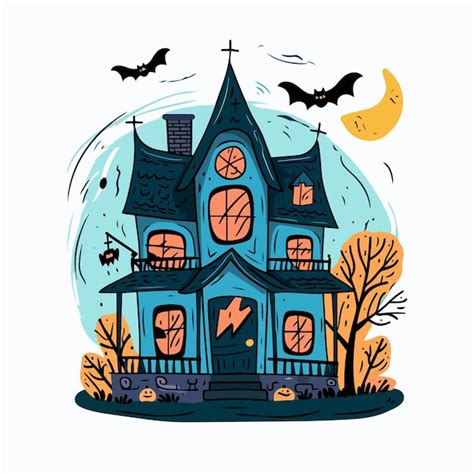 Noche De Halloween Con Una Casa Espeluznante Y Fondo De Halloween De