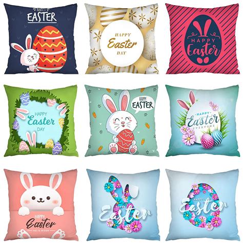 Dicasser Easter Pillow Covers 18x18 Inch Set Of 9 Spring Pillowcase