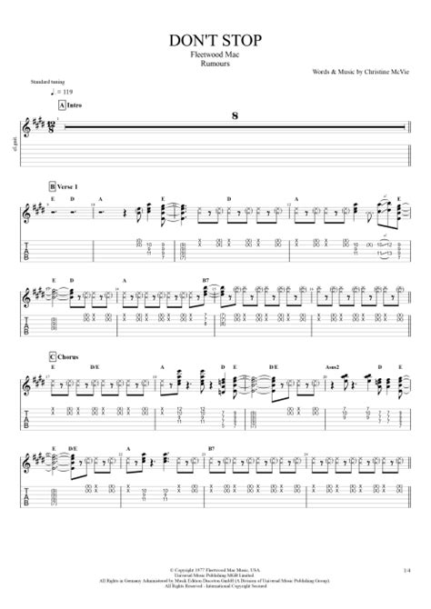 Don T Stop Tab By Fleetwood Mac Guitar Pro Full Score Mysongbook