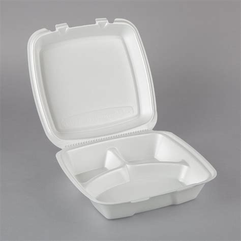 Dart 90htpf3r 9 X 9 X 3 White Foam Three Compartment Square Take Out