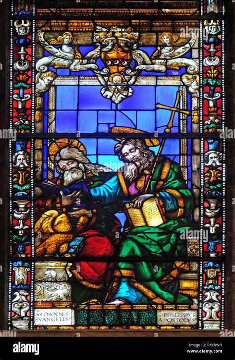 Saint John The Evangelist And Saint Philip The Apostle Stained Glass Window In Santa Maria