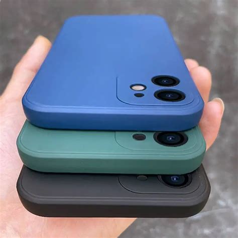 Funda cuadrada de silicona líquida para iPhone carcasa suave de lujo