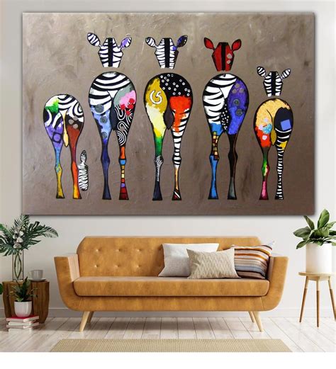 Banksy Zebra Art Colorful Zebra Wall Art Abstract Oil - Etsy