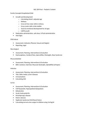 NSG 309 EXAM 2 Study Guide NSG 309 MATERNITY EXAM 2 STUDY GUIDE Dr