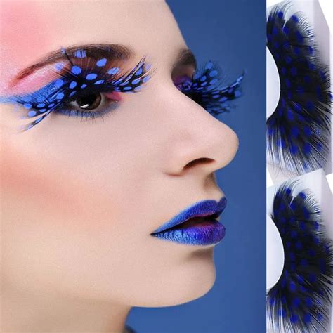 1Pair Blue Dot Color Feather False Eye Lashes Makeup Eyelashes