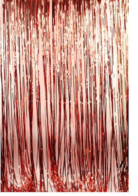 1 2M Rose Gold Metallic Foil Tinsel Fringe Curtain Door Rain Home Room