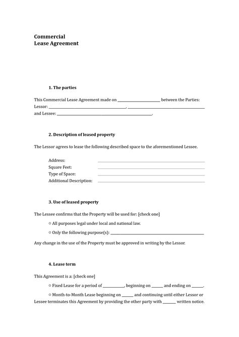 Commercial Lease Agreement Template