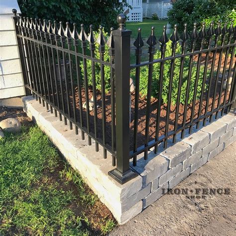 Our Stronghold Iron Fence In The Signature Grade On Top Of A Knee Wall Great Looking Install By