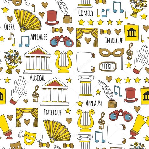 Doodle Dibujado A Mano Conjunto De Teatro Ilustración Vectorial Iconos