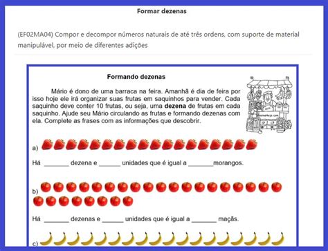 Formar Dezenas Numeros Naturais Decomponha Os Numeros Dezenas