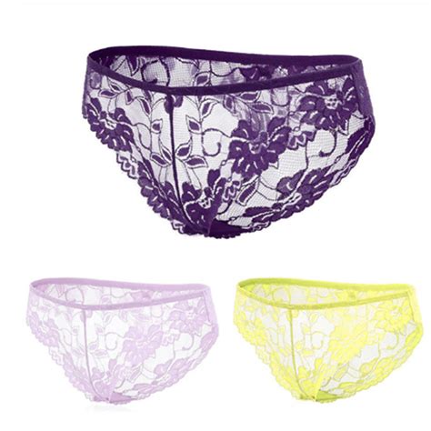 Gerrita 3pcs Womens Sexy Lace Panties Seamless Breathable Panty Hollow Briefs Low Waisted Girl