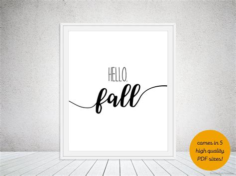 Hello Fall Printable Wall Art Quote Autumn & Fall Sign Decor | Etsy