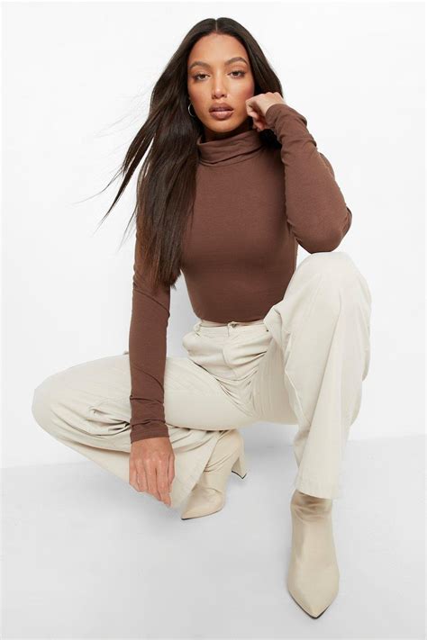 Tops Tall Basic Turtle Neck Long Sleeve Bodysuit Boohoo