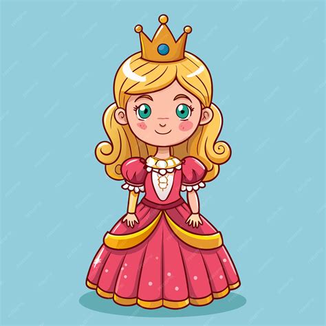 Cute Cartoon Girl In Royal Attire With A Beautiful Crown Design