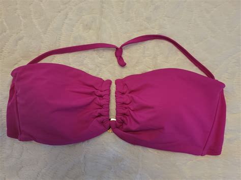 VICTORIAS SECRET Bandeau Bikini Top Swim Magneta Pi Gem