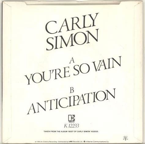 Carly Simon Youre So Vain Ps Uk 7 Vinyl Single 7 Inch Record 45