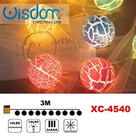 CATENA CON PALLINE COLORATE 10 LED A BATTERIA LUCE CALDA FISSA XC 4540