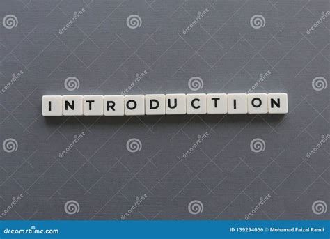 Introduction Word Made Of Square Letter Word On Grey Background Stock