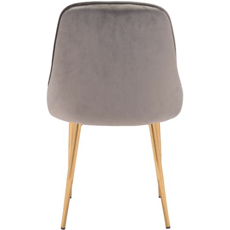 Chic Gray Velvet Dining Chair With Steel Gold Legs