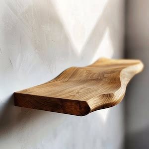 Wavy Shelf Live Edge Floating Shelves Solid Wood Wall Mount Bookshelf