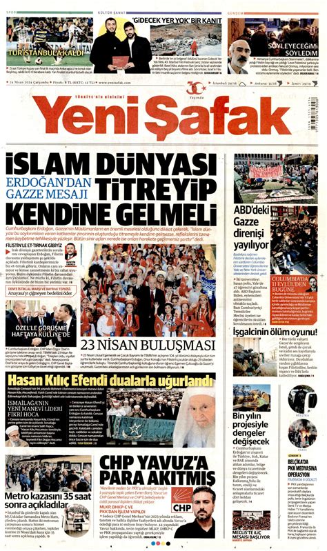 Yeni Şafak Gazetesi Yeni Şafak Manşet Oku Haberler 24 Nisan 2024