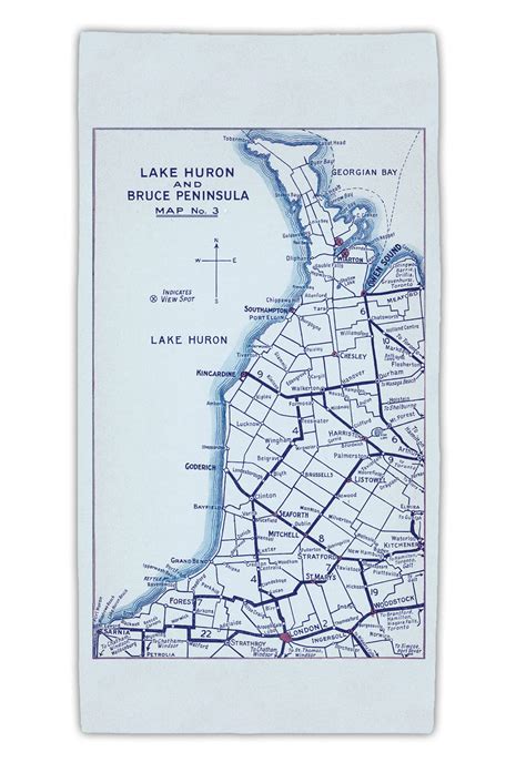 Lake Huron And Bruce Peninsula Map Towel — Jaxx And Marbles