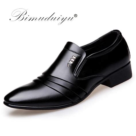 Pu Leather Fashion Men Business Dress Loafers Pointy Black Shoes Oxford Breathable Formal