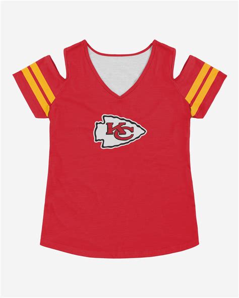 Kansas City Chiefs Womens Cold Shoulder T Shirt Foco
