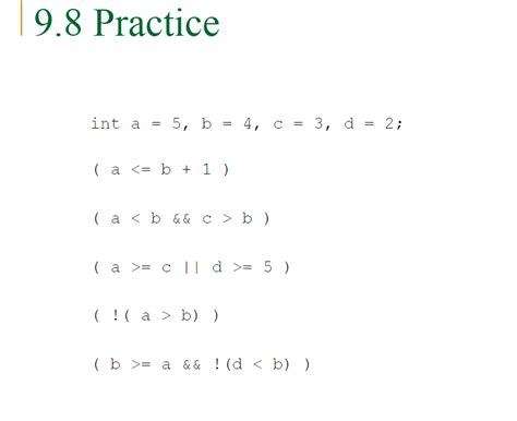 Solved 9.8 Practice int a=5,b=4,c=3,d=2 (a