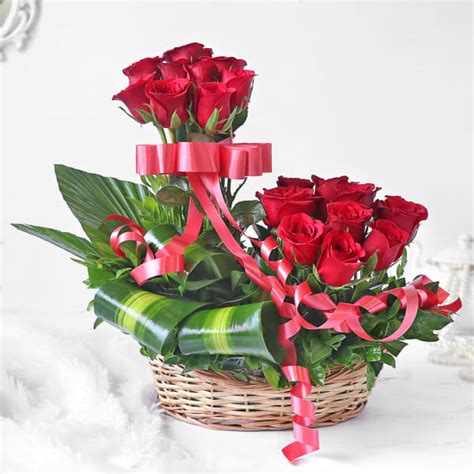 Red Roses in Basket Arrangement - TaiAami