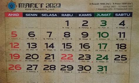 Kalender Jawa Hari Senin 27 Maret 2023 Watak Dari Weton Senin Pahing