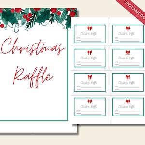 Christmas Raffle Tickets, Printable Holiday Raffle Tickets, Christmas ...