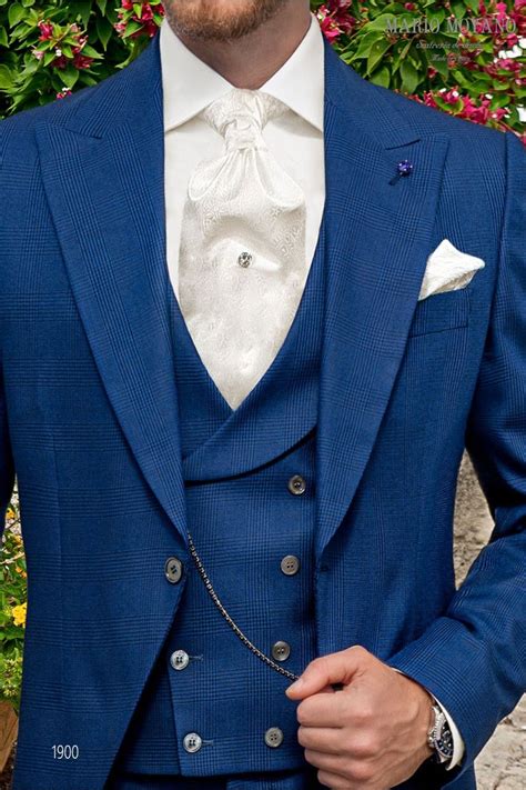 Royal Blue Prince Of Wales Check Groom Morning Suit Mario Moyano