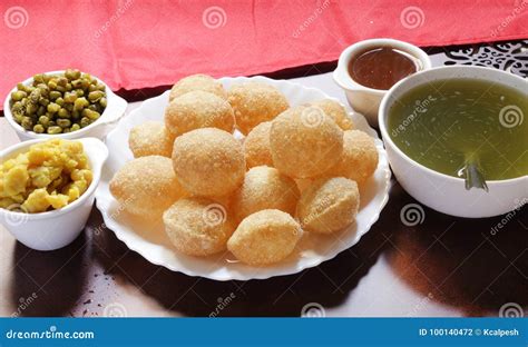 Golgappa Pani Puri Indian Chaat Street Food Water Balls Stock Photo