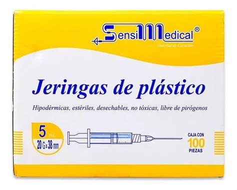 Jeringas De Plastico Hipodermicas 5 Ml 20 G X 38 Mm Caja C Capacidad