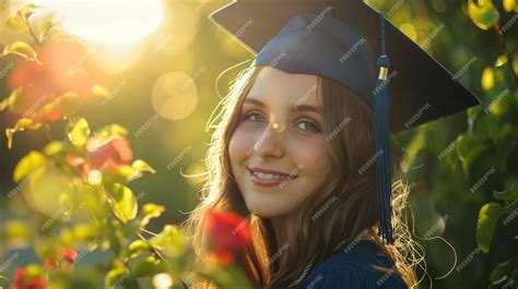 Premium Photo Joyful Graduate Wearing A Graduation Cap And Gown Poses