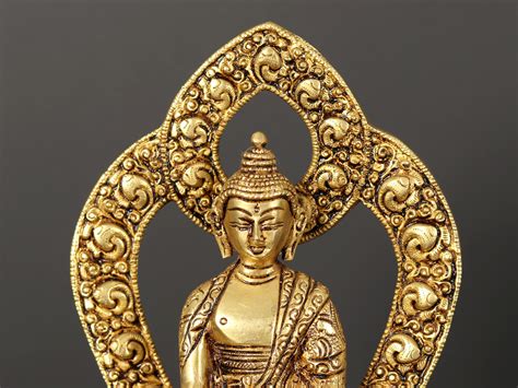 8" Lord Buddha Brass Statue in Earth Touching Gesture | Exotic India Art