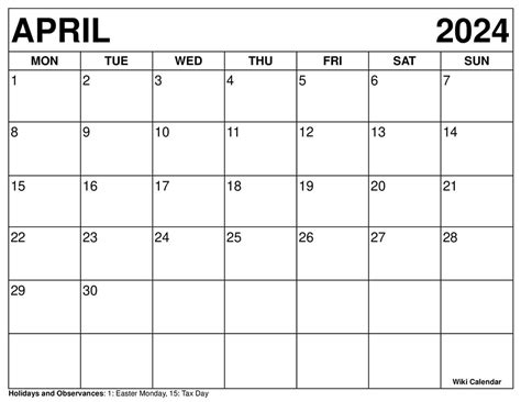 Printable April 2024 Calendar Templates With Holidays