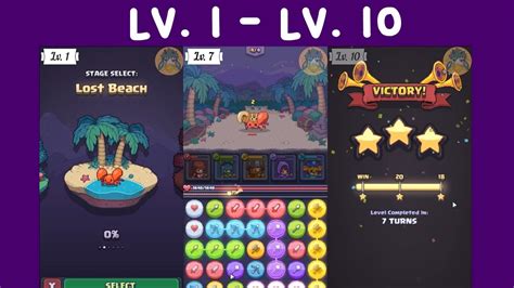 Hd Lost Beach Lv Lv Stars Match Land Puzzle Rpg Youtube