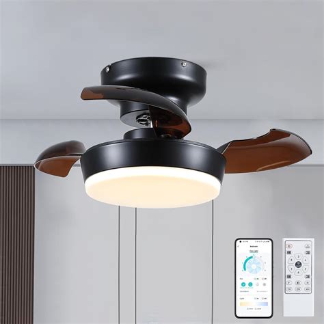 Madshne 24 Modern Retractable Ceiling Fan With Light And Remote Low