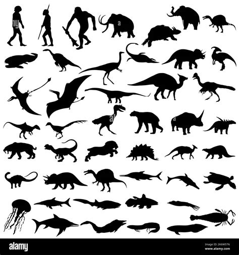 Conjunto De Siluetas Vectoriales De Dinosaurios Colecci N De