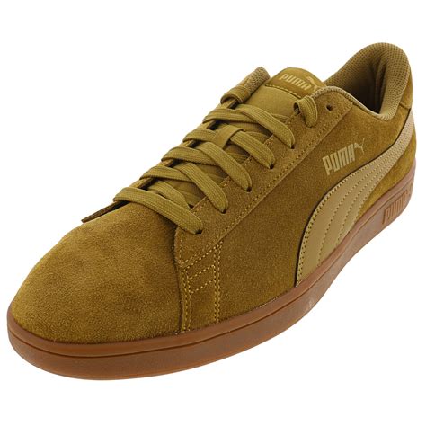 Puma Men S Smash V2 Moss Green Team Gold Gum Ankle High Suede Sneaker