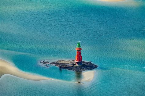 Butjadingen Von Oben Leuchtturm Als Historisches Seefahrtszeichen Im