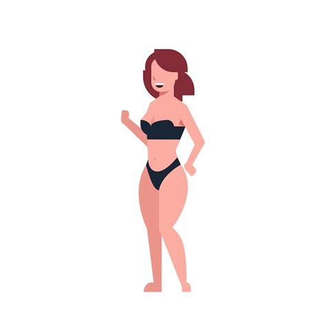 Bikini Mujer Bailando Traje De Ba O Negro Vector Premium