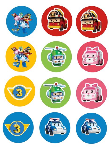 Custom Robocar Poli Cup Cake Topper Personalized Robocar Poli Wing And