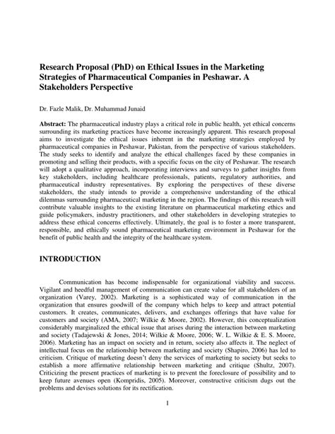 Pdf Research Proposal Phd On Ethical Issues In The Marketing